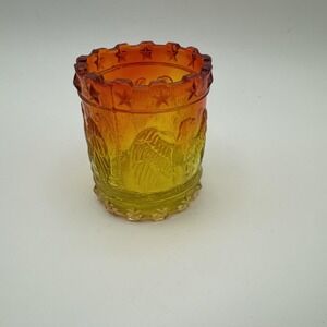 Kanawha Glass Amberina Patriotic Eagle & Stars Toothpick Holder Model 827 Glows